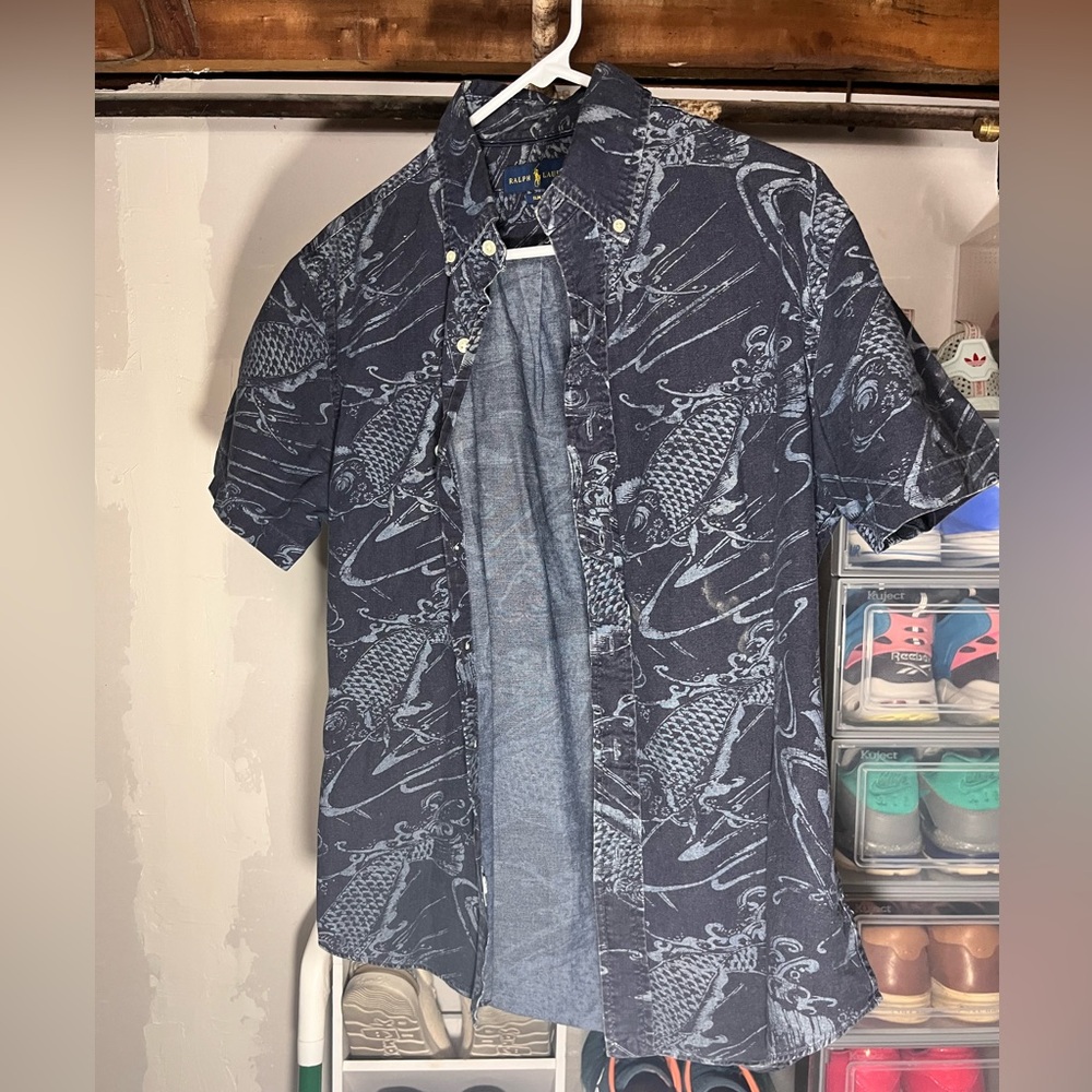 Ralph Lauren Dark Blue Fish Pattern Men's Shirt
